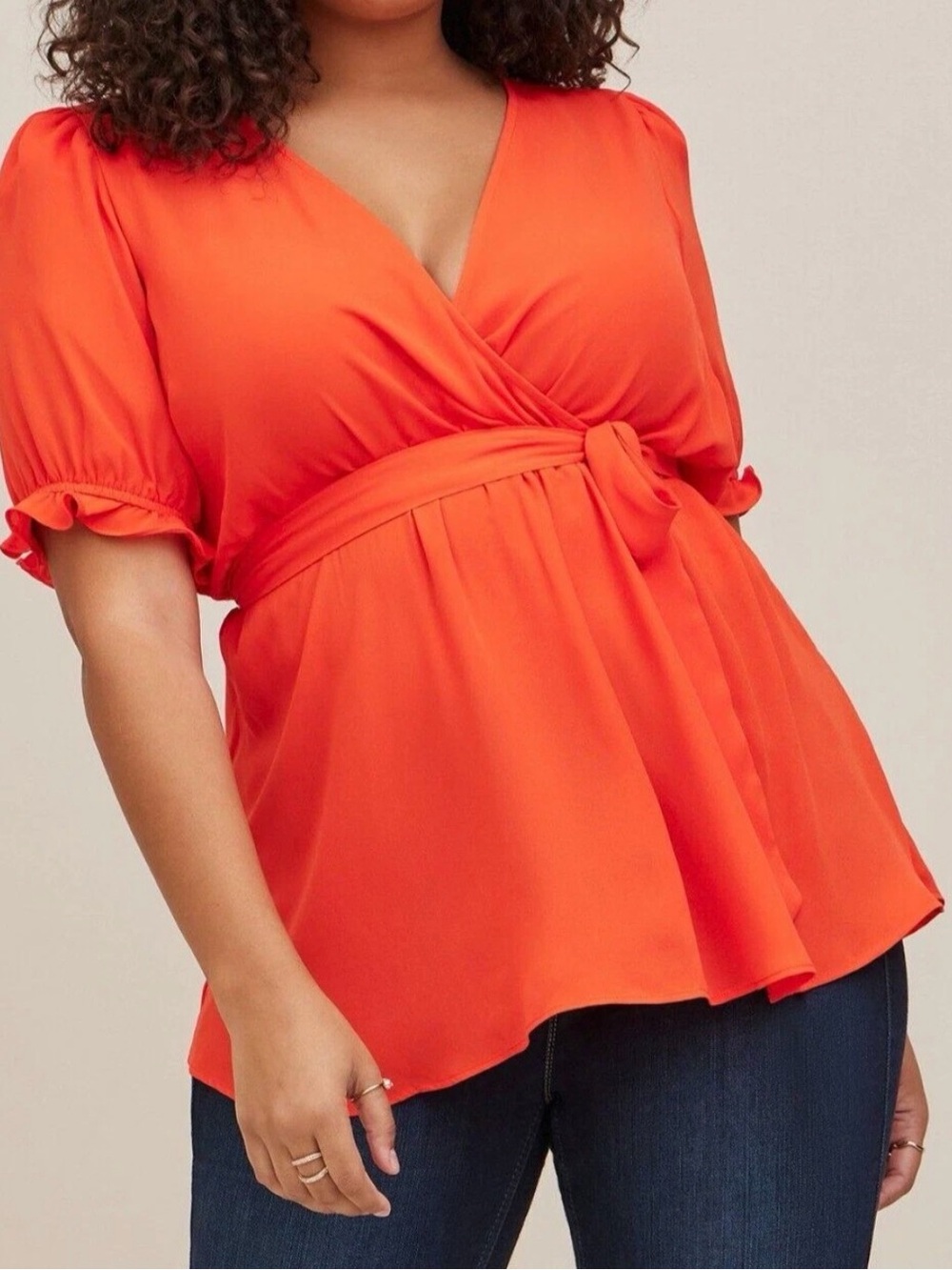 torrid Reddish Orange Peplum Blouse MISSING BELT